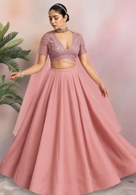 Pink Embellished Net Lehenga Set