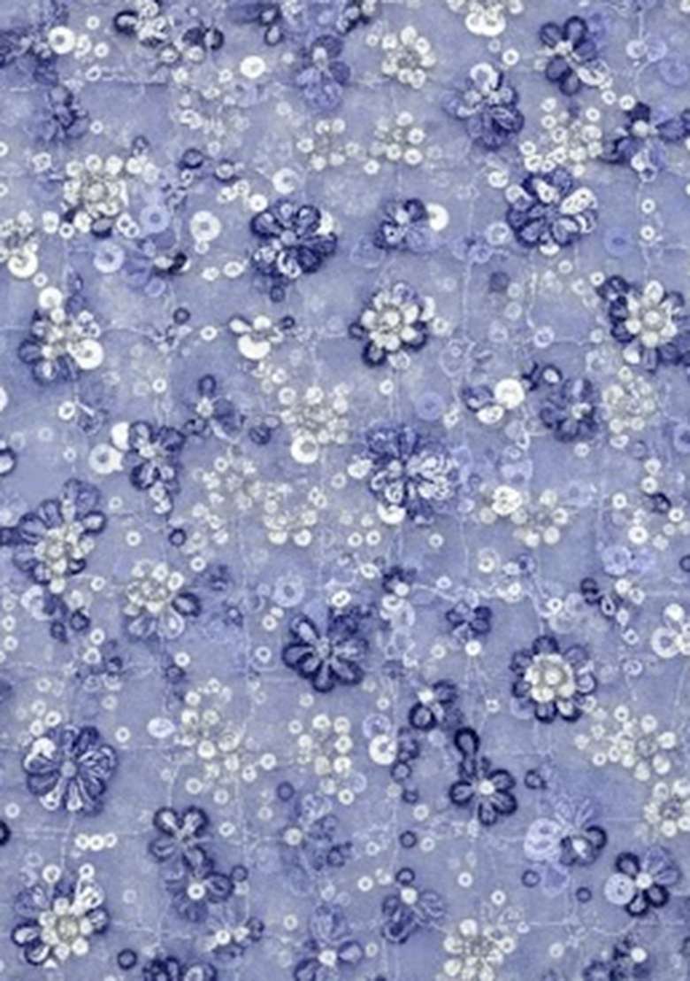 Blue Embroidered Net Fusion Set - Indya