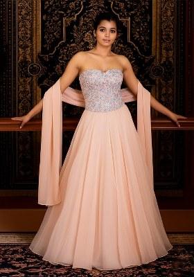 Pink Embroidered Net Lehenga Set