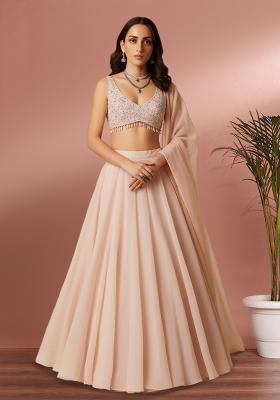 Pink Embellished Net Lehenga Set