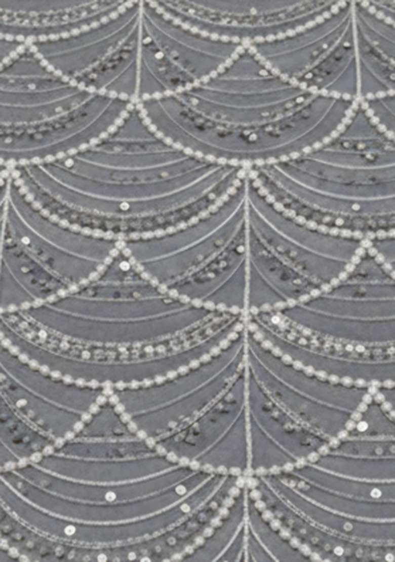 Grey Embellished Net Lehenga Set - Indya
