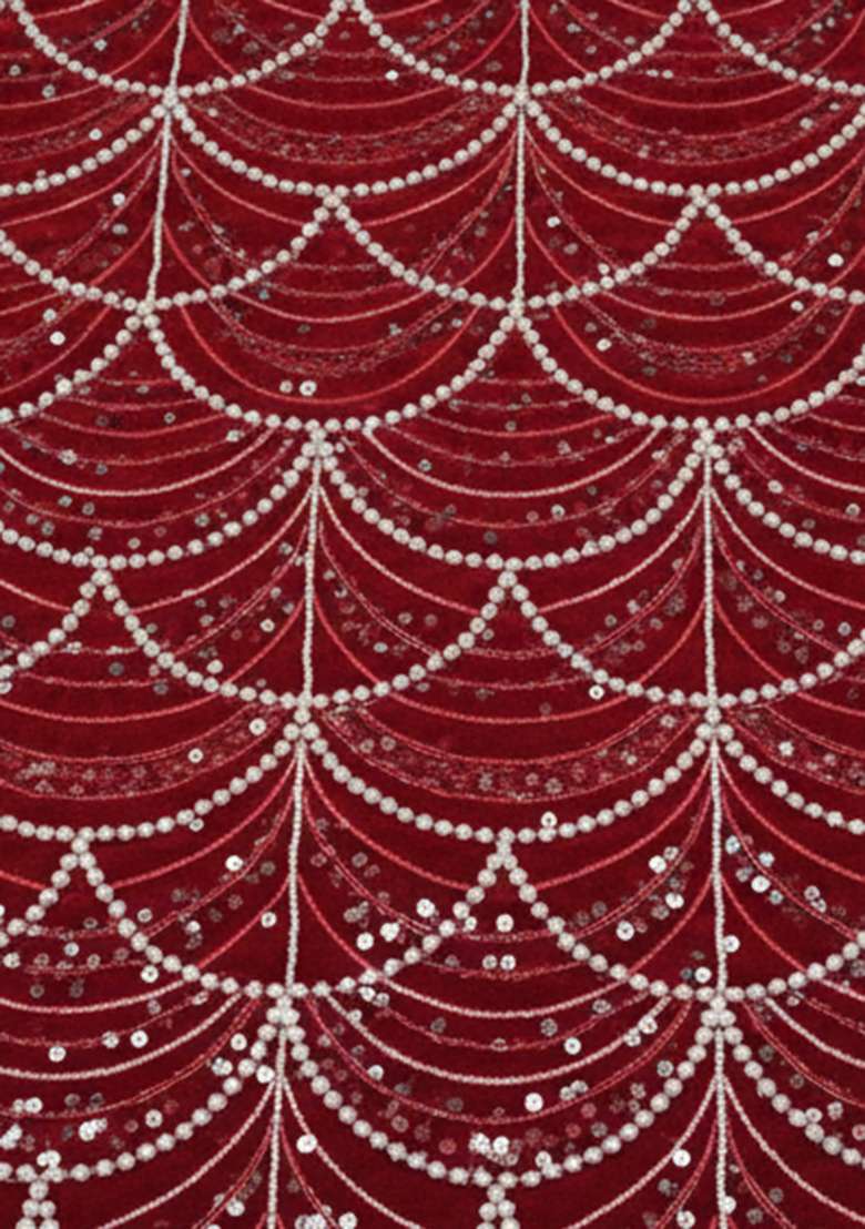 Maroon Embellished Net Lehenga Set - Indya