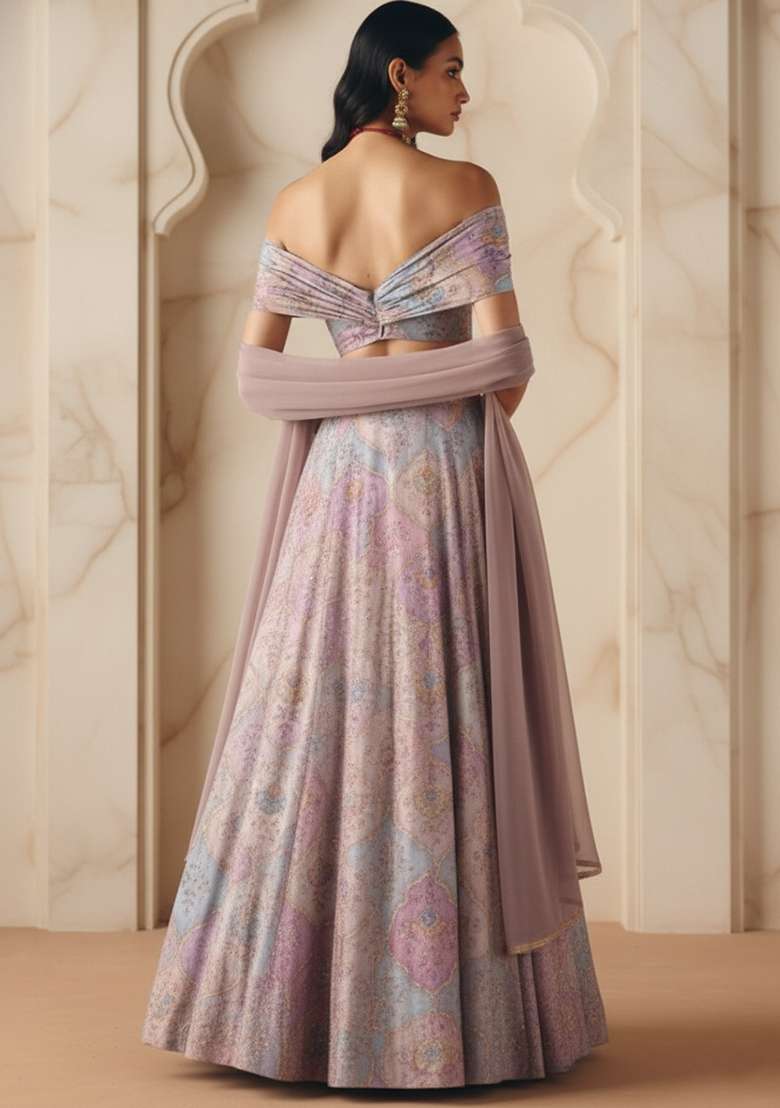 Pink Embroidered Poly Blend Lehenga Set - Indya