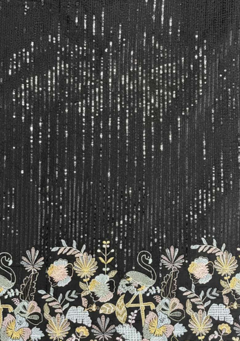 Black Embellished Silk Blend Lehenga Set - Indya