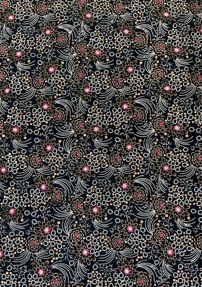 Black Embroidered Velvet Lehenga Set - Indya