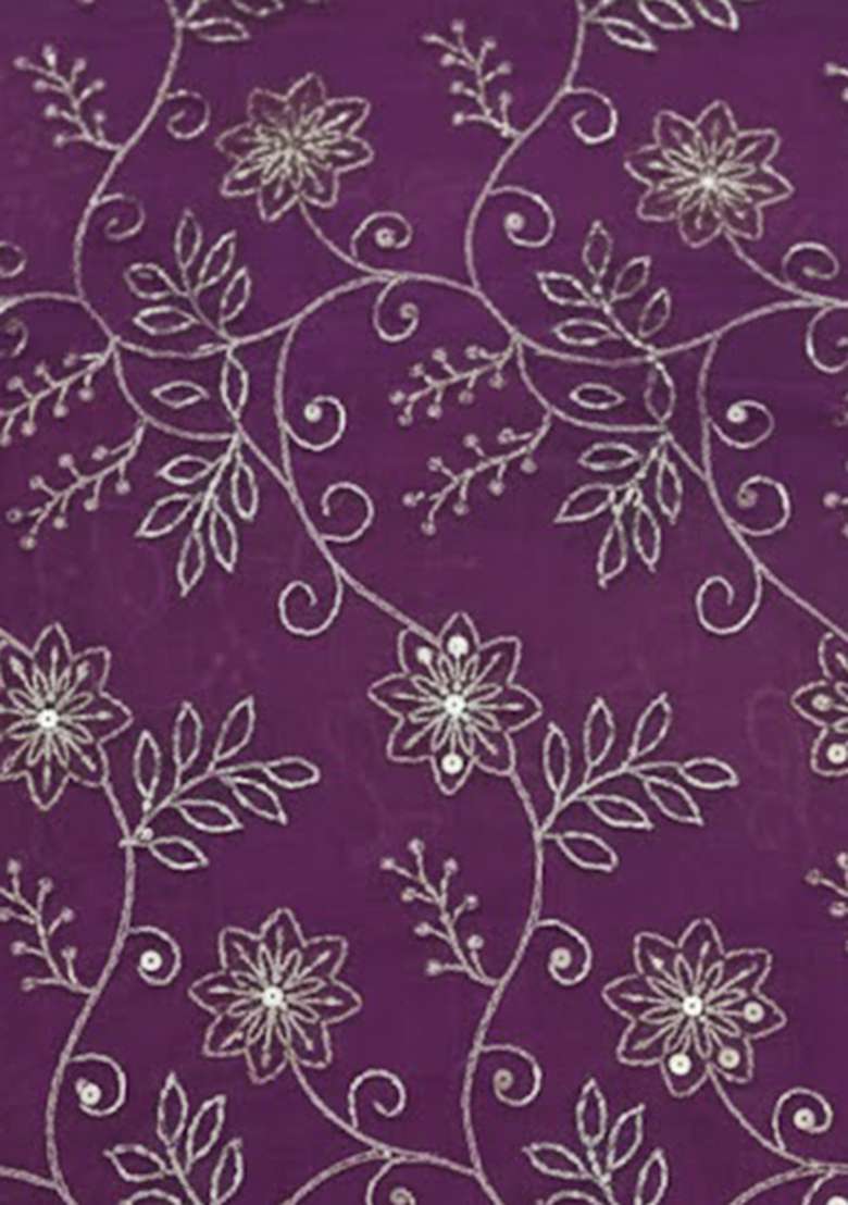 wine Embroidered Poly blend Lehenga Set - Indya