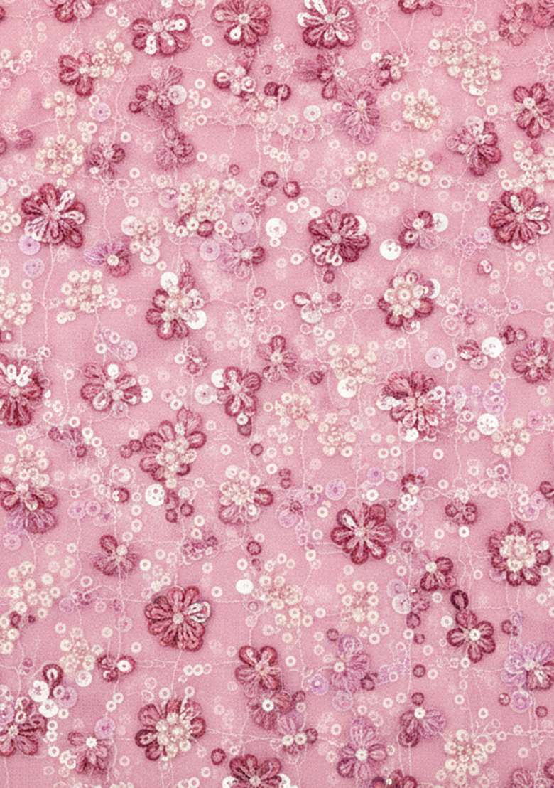Dusty Rose Pink Sequin Net Lehenga Set - Indya