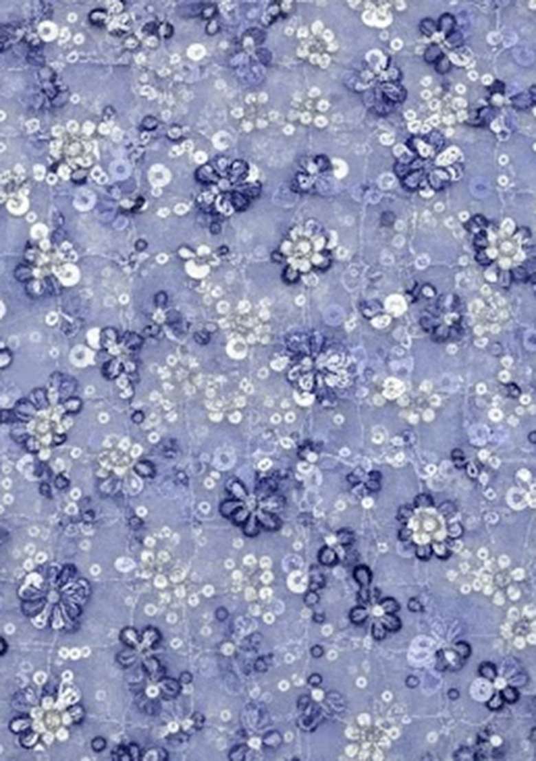 Dusty Blue Sequin Net Lehenga Set - Indya