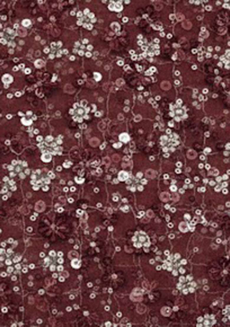 Deep Burgundy Sequin Net Lehenga Set - Indya