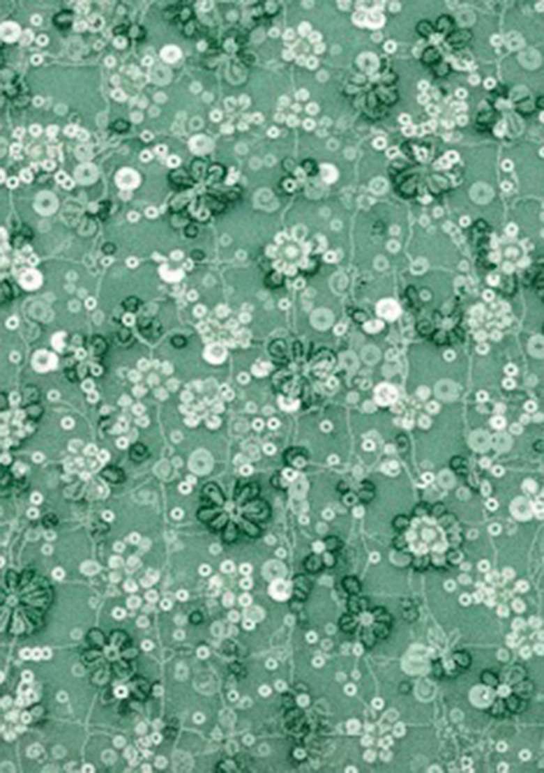 Aqua Mint Sequin Net Lehenga Set - Indya