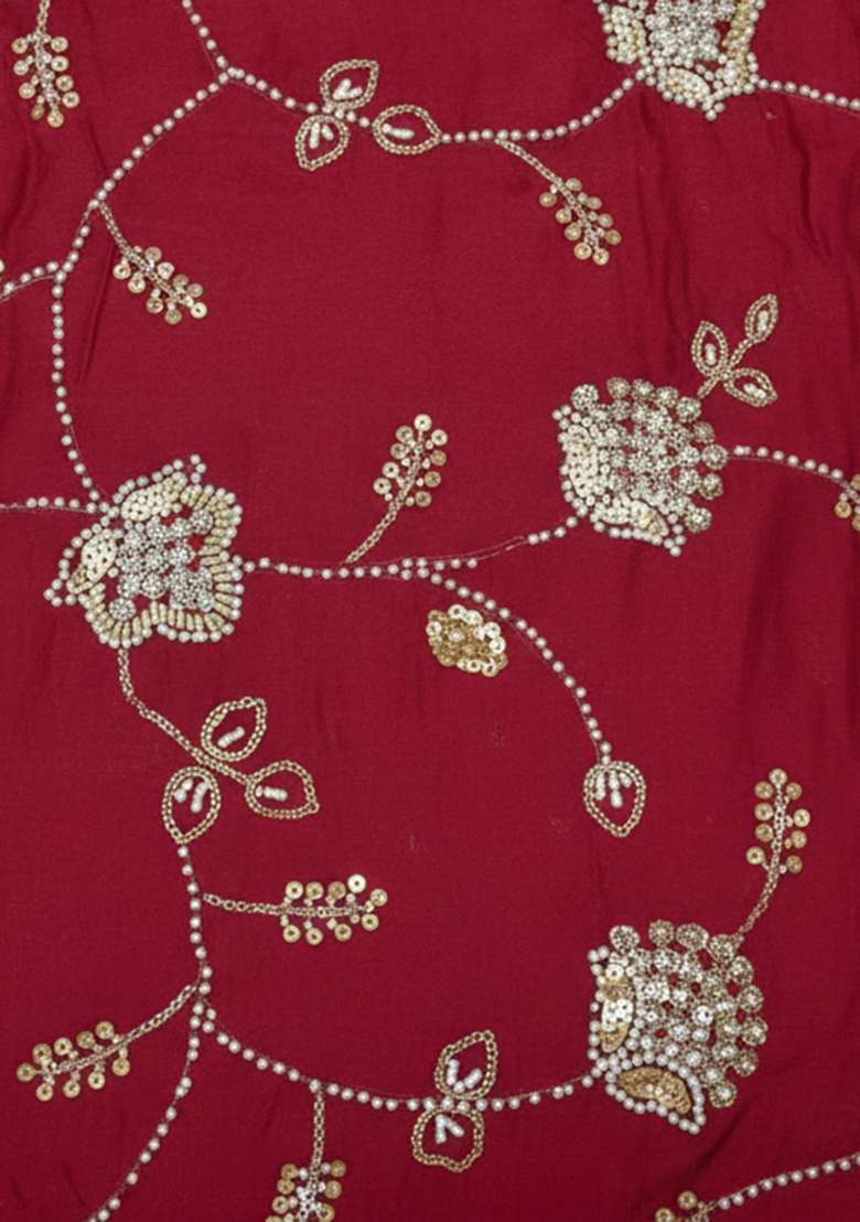 Red Silk Blend Lehenga Set with Embroidered for Diwali | Wedding & Festive Wear - Indya