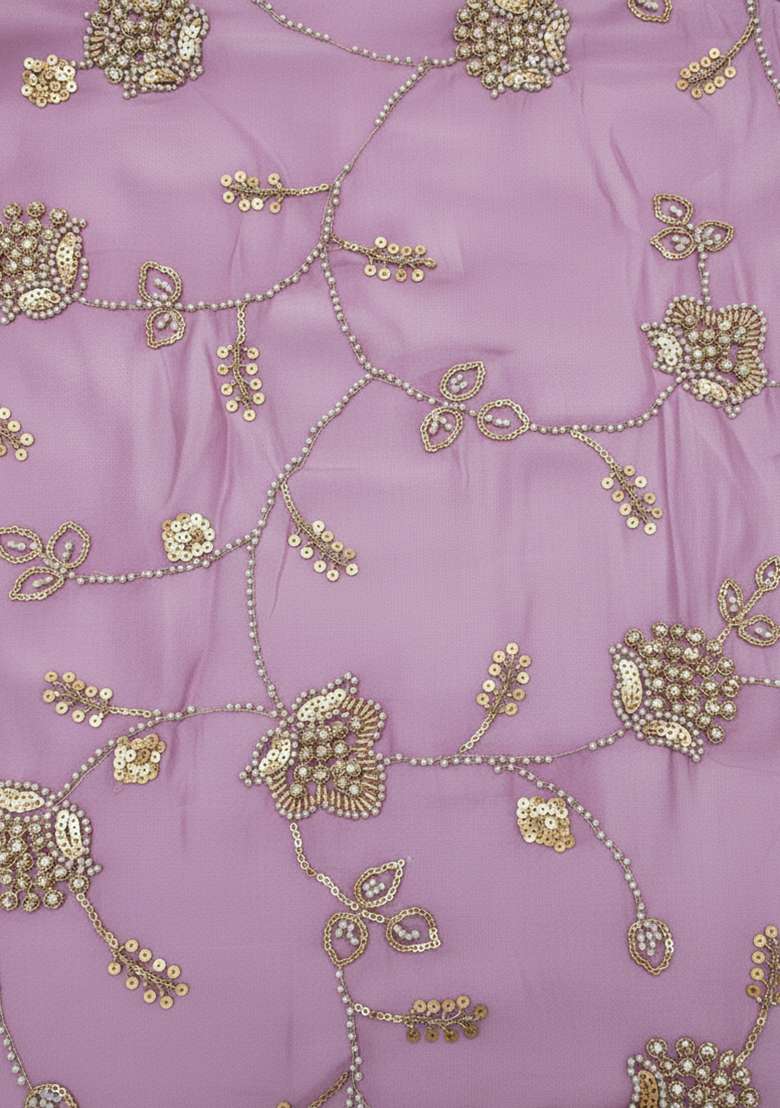 Lavender Embroidered Silk Lehenga Set - Indya