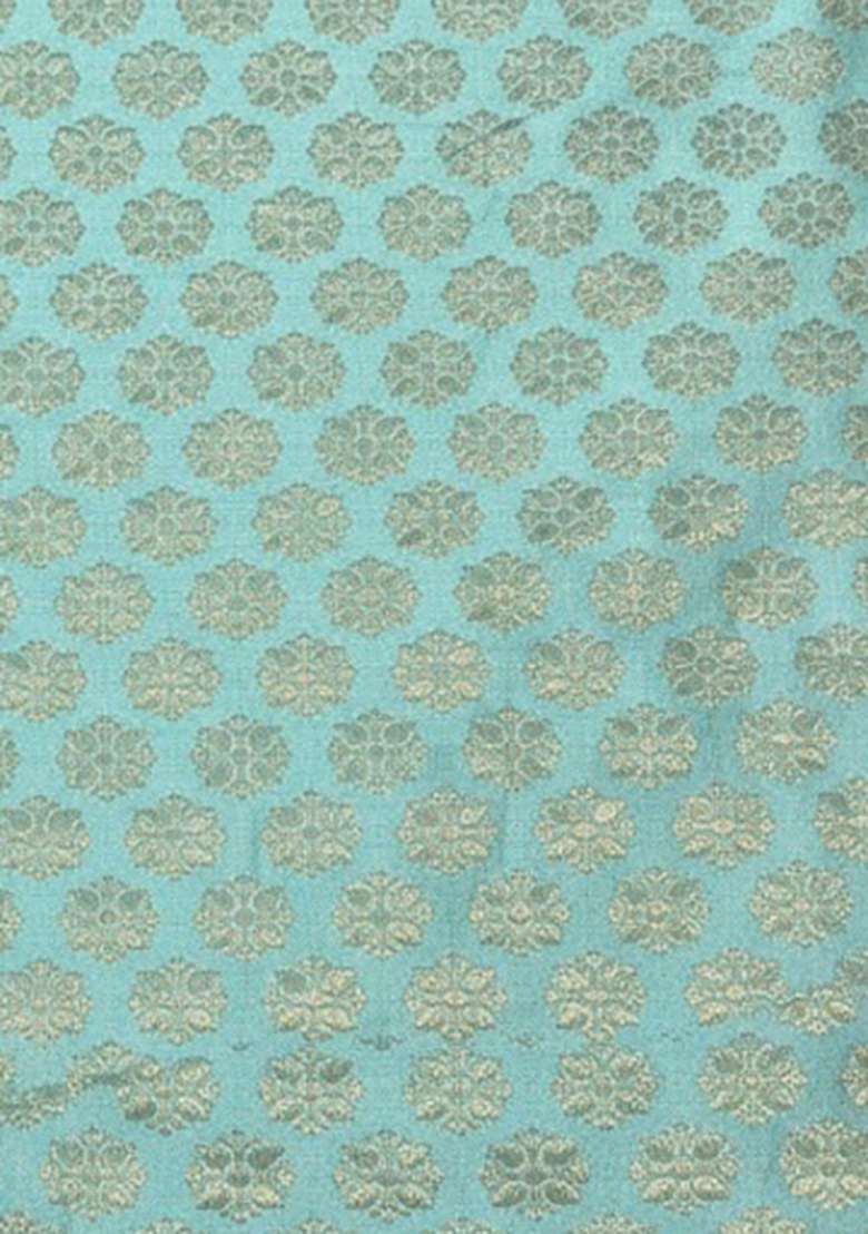Blue Brocade Lehenga Set - Indya
