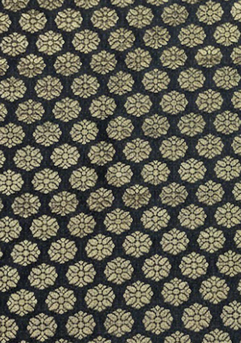 Dark Blue Brocade Lehenga Set - Indya