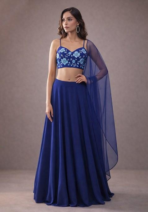 Turquoise Brocade Lehenga Set