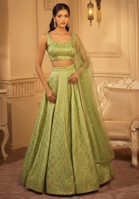 Lavender Embroidery Organza Lehenga Set