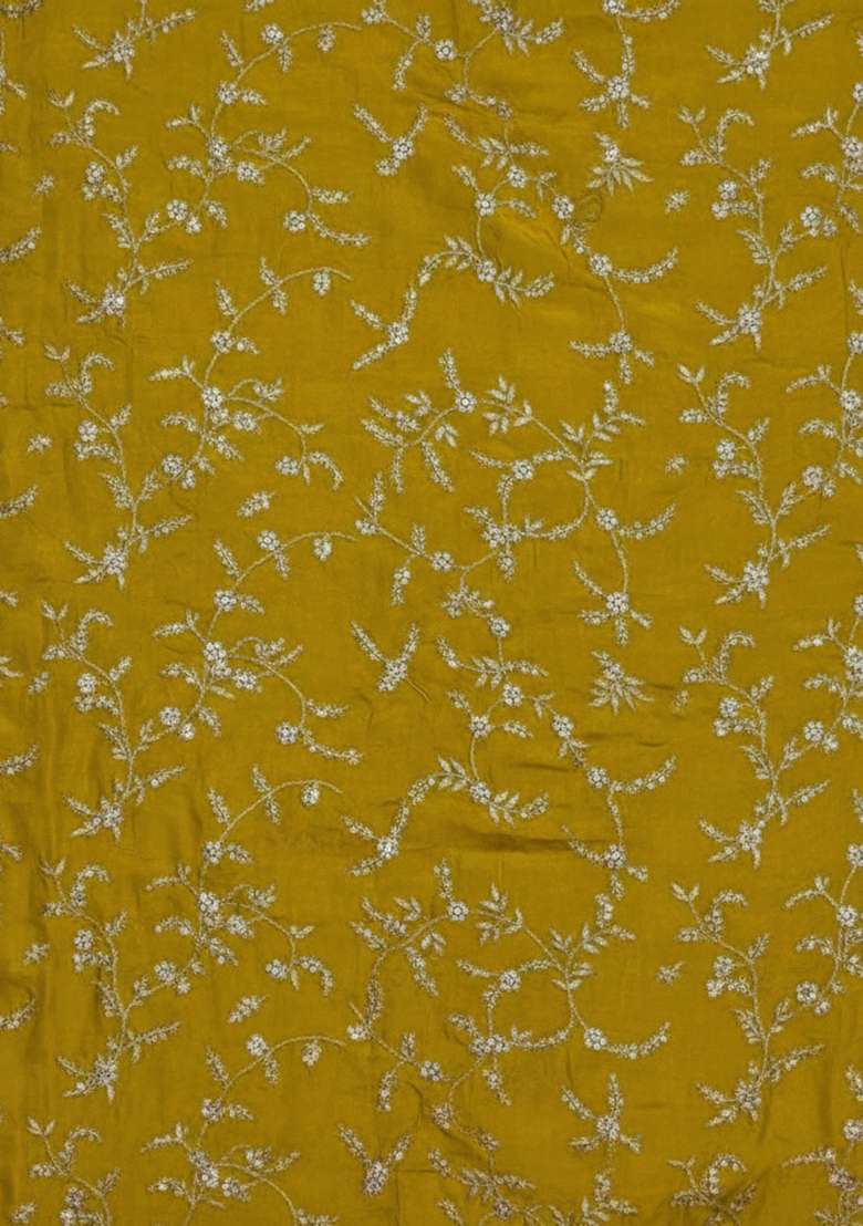 Yellow Embroidered Crepe Lehenga Set - Indya