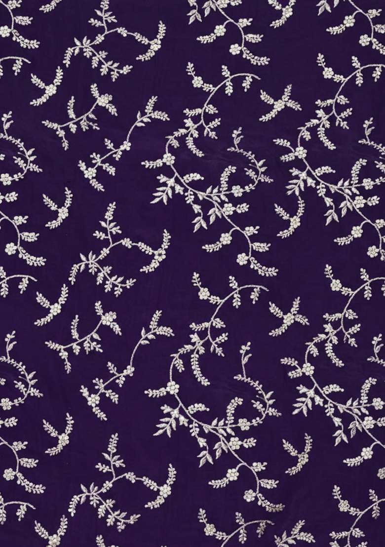 Purple Embroidered Crepe Lehenga Set - Indya