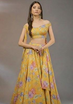 Yellow Embroidered Lehenga Set