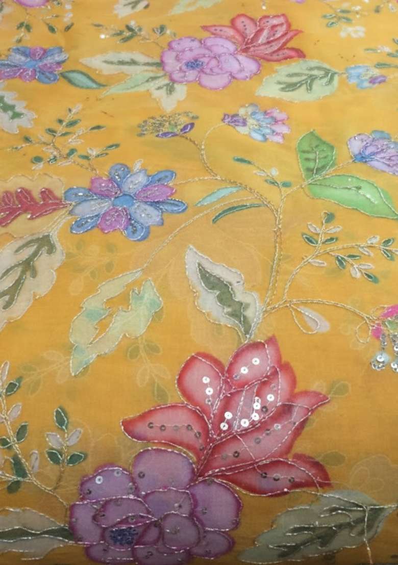 Yellow Lehenga Set with Embroidered for Diwali | Wedding & Festive Wear - Indya
