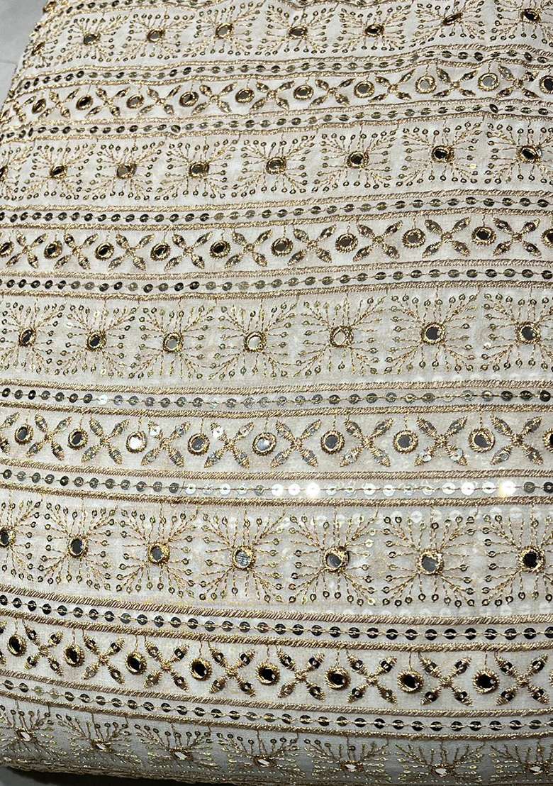 Off White Georgette Lehenga Set With Sequin Embroidery Blouse - Indya