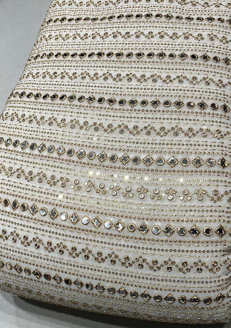 Off White Georgette Lehenga Set With Sequin Embroidery Blouse - Indya