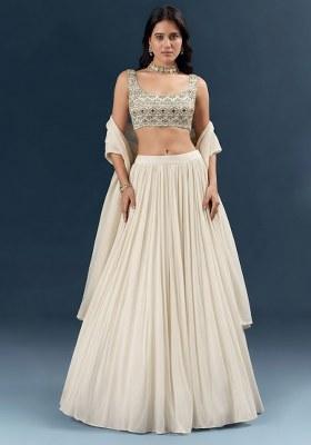 Off White Georgette Lehenga Set With Sequin Embroidery Blouse
