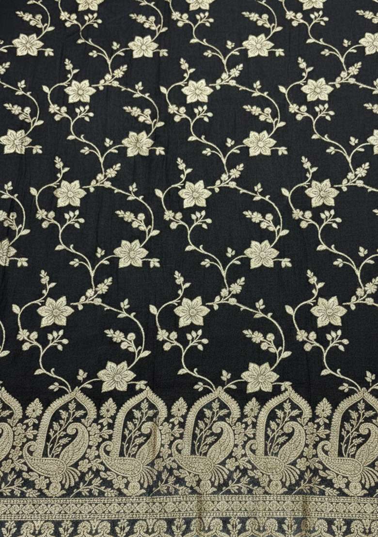 Black Zari Tissue Lehenga Set - Indya
