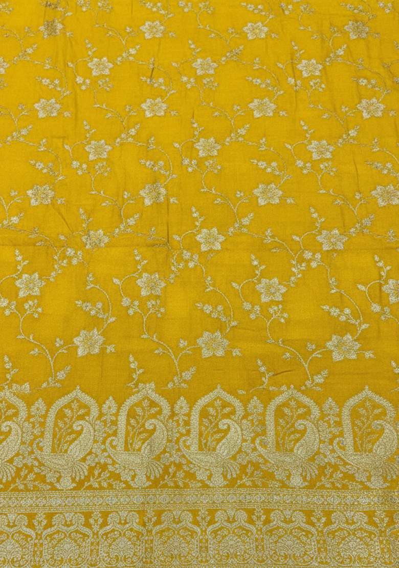 Yellow Zari Tissue Lehenga Set - Indya