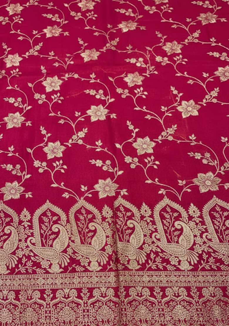 Rani Pink Zari Tissue Lehenga Set - Indya