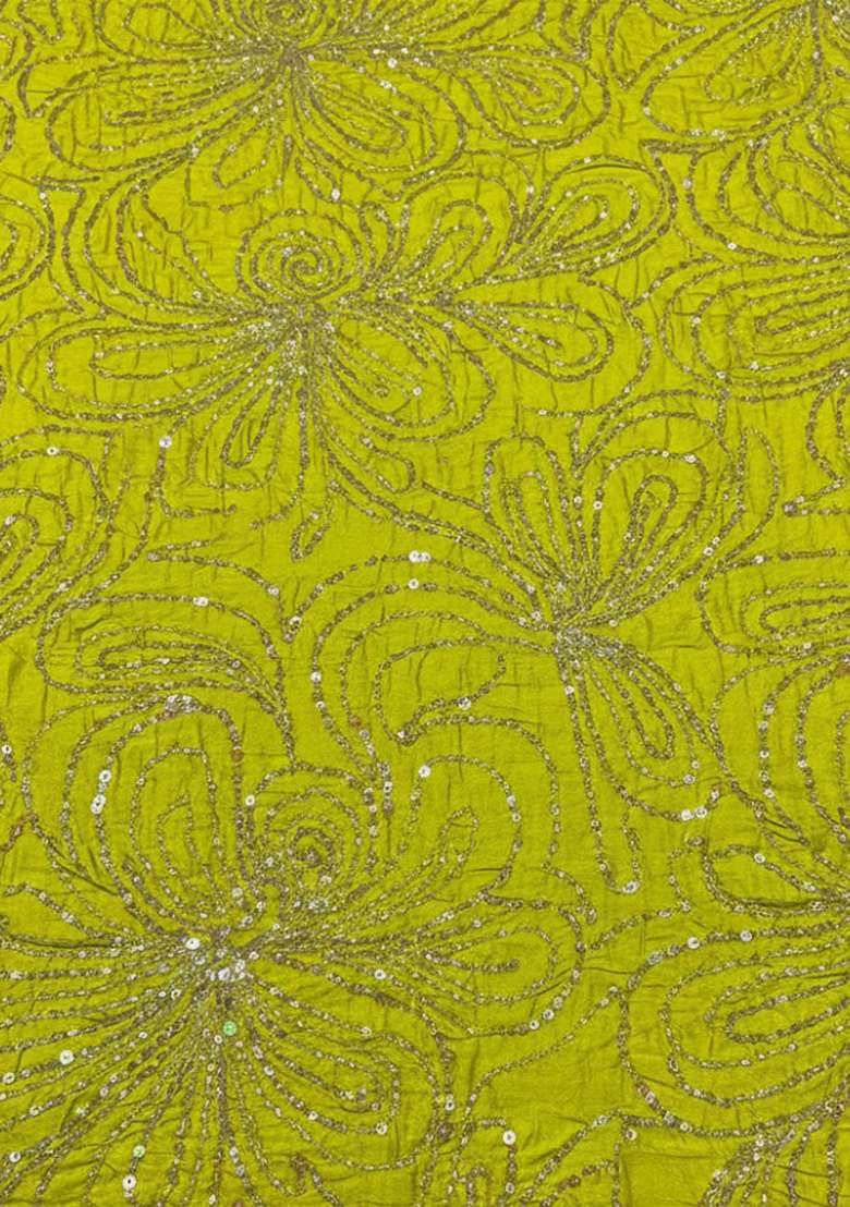 Green Embroidery Chinon Lehenga Set - Indya