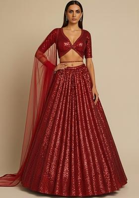 Navy Blue Sequin Net Lehenga Set