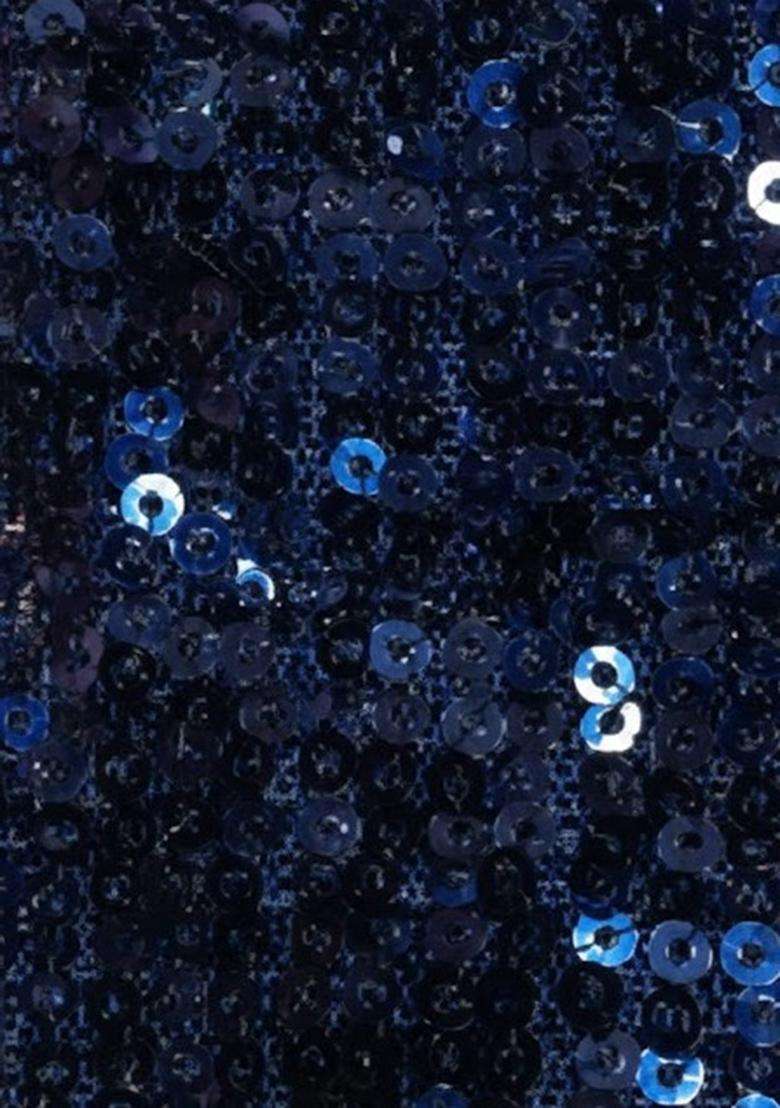 Dark Blue Sequin Net Lehenga Set for Diwali and Festive Wear - Indya