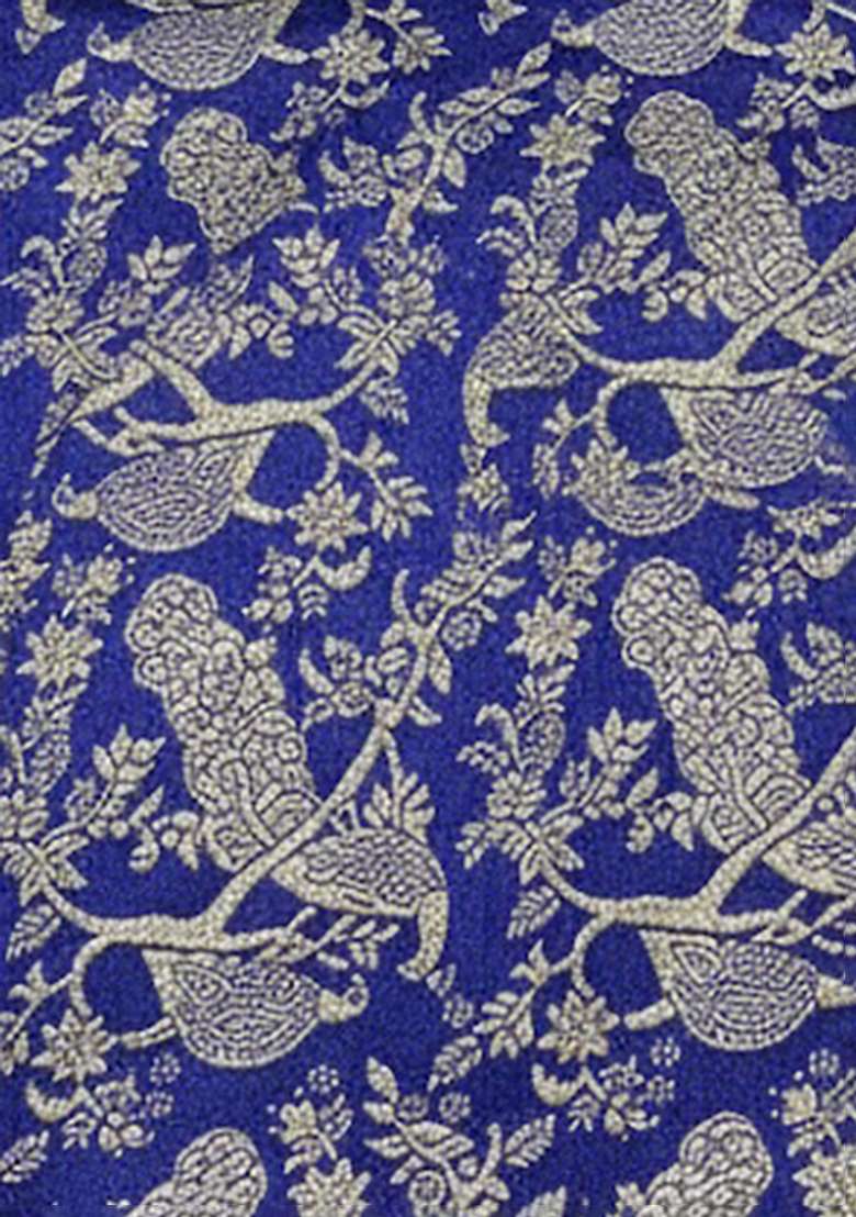 Navy Blue Silk Blend Lehenga Set With Embroidered Blouse for Diwali and Festive Wear - Indya