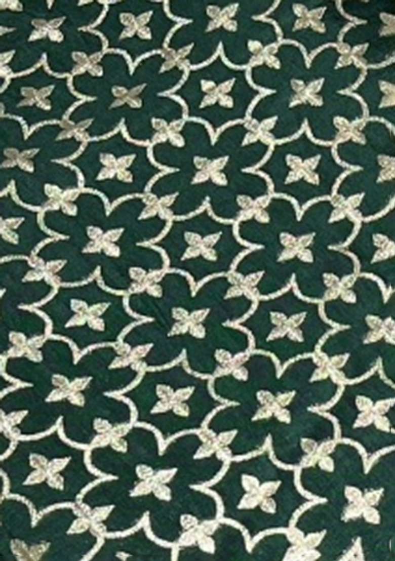 Green With Blouse Silk Blend Lehenga Set with Embroidered for Diwali | Wedding & Festive Wear - Indya