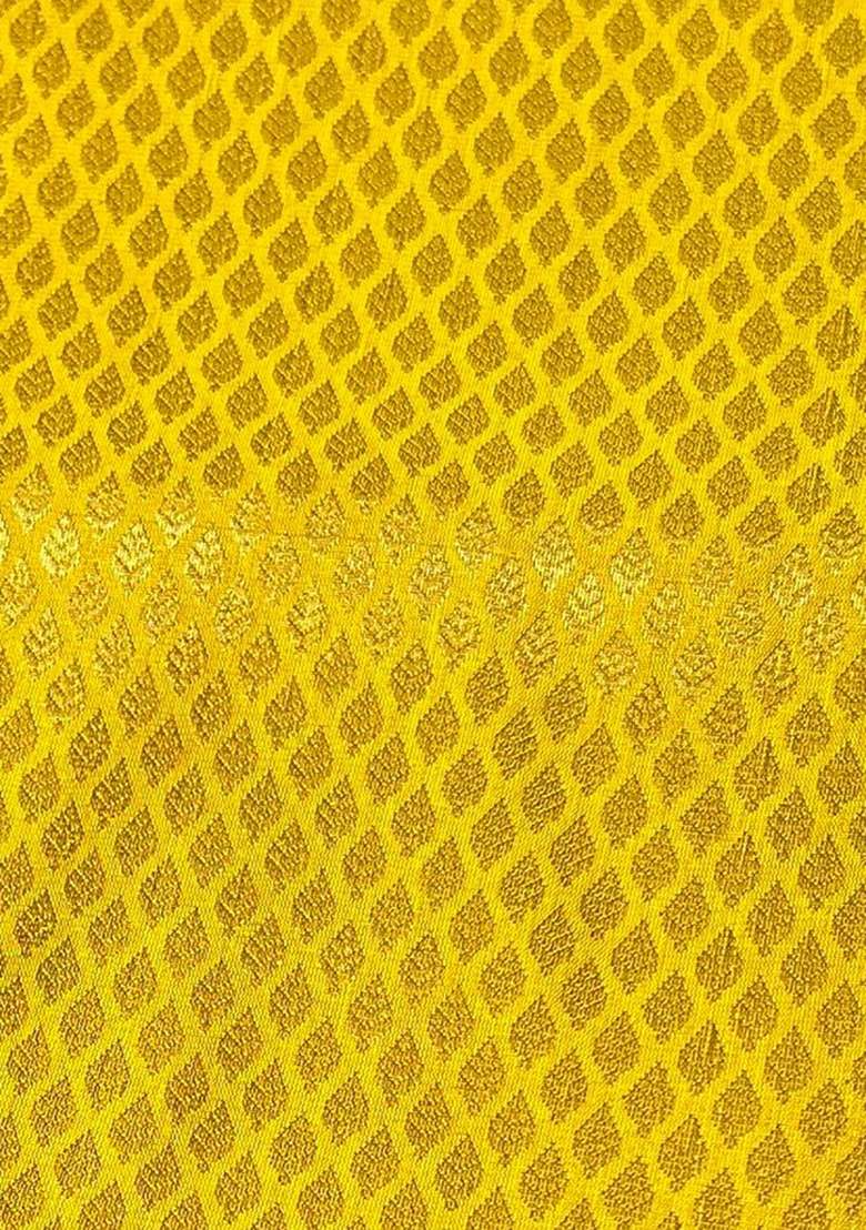 Yellow Brocade Lehenga Set With Embroidered Blouse - Indya