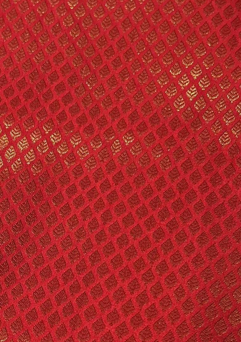 Red Brocade Lehenga Set With Embroidered Blouse for Diwali and Festive Wear - Indya