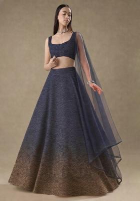 Black Tissue Soild Lehenga Set