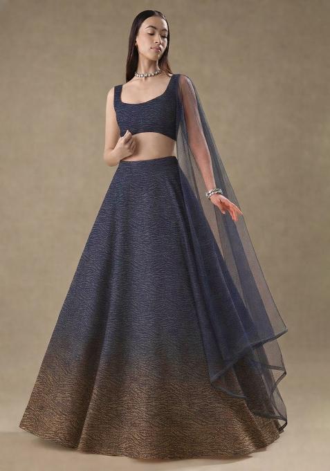 Black Tissue Soild Lehenga Set