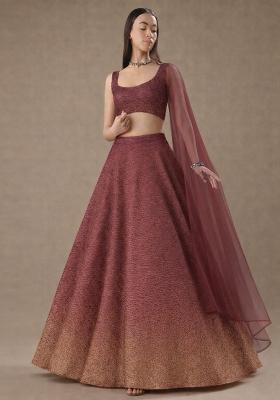 Maroon Tissue Soild Lehenga Set