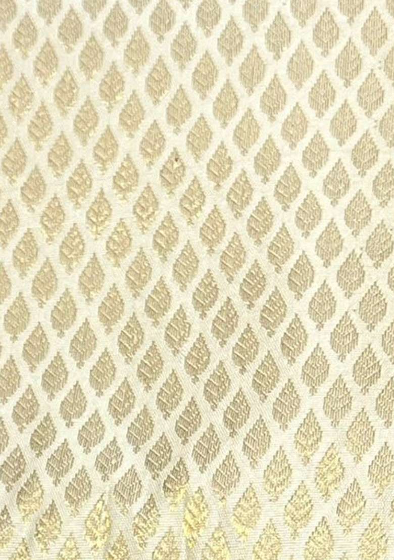 White Brocade Lehenga Set for Diwali and Festive Wear - Indya