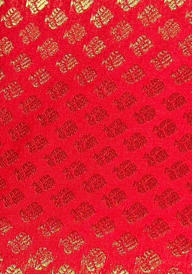 Red Brocade Lehenga Set for Diwali and Festive Wear - Indya
