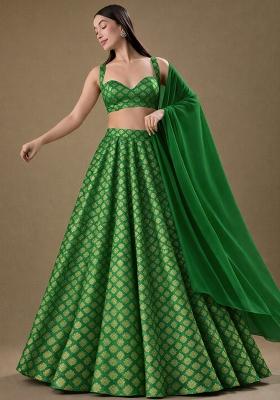 Green Brocade Lehenga Set