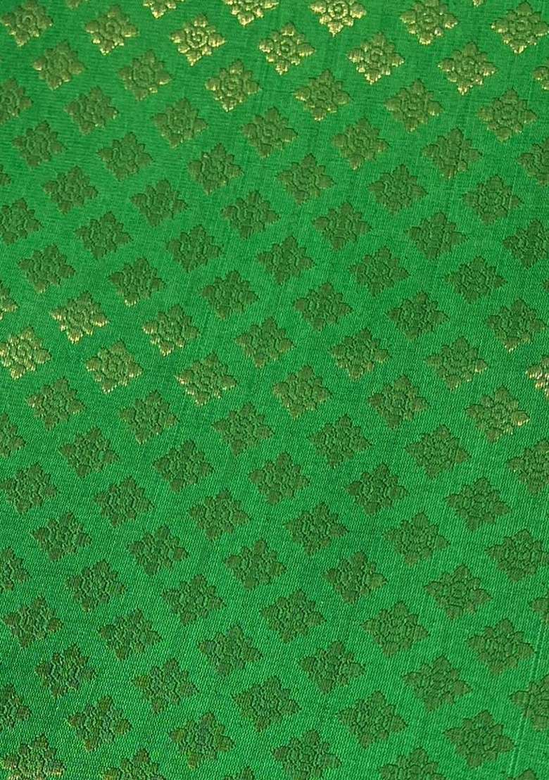 Green Brocade Lehenga Set for Diwali and Festive Wear - Indya