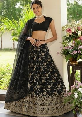 Black Zari Tissue Lehenga Set