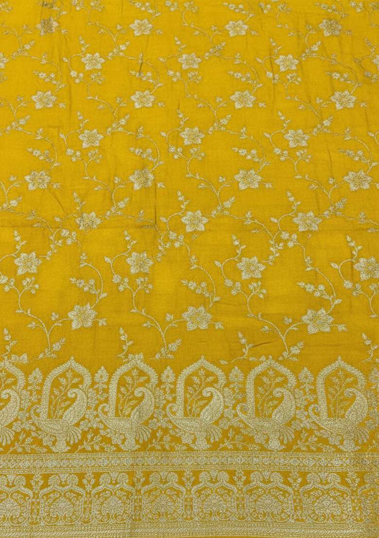 Yellow Tissue Lehenga Set - Indya