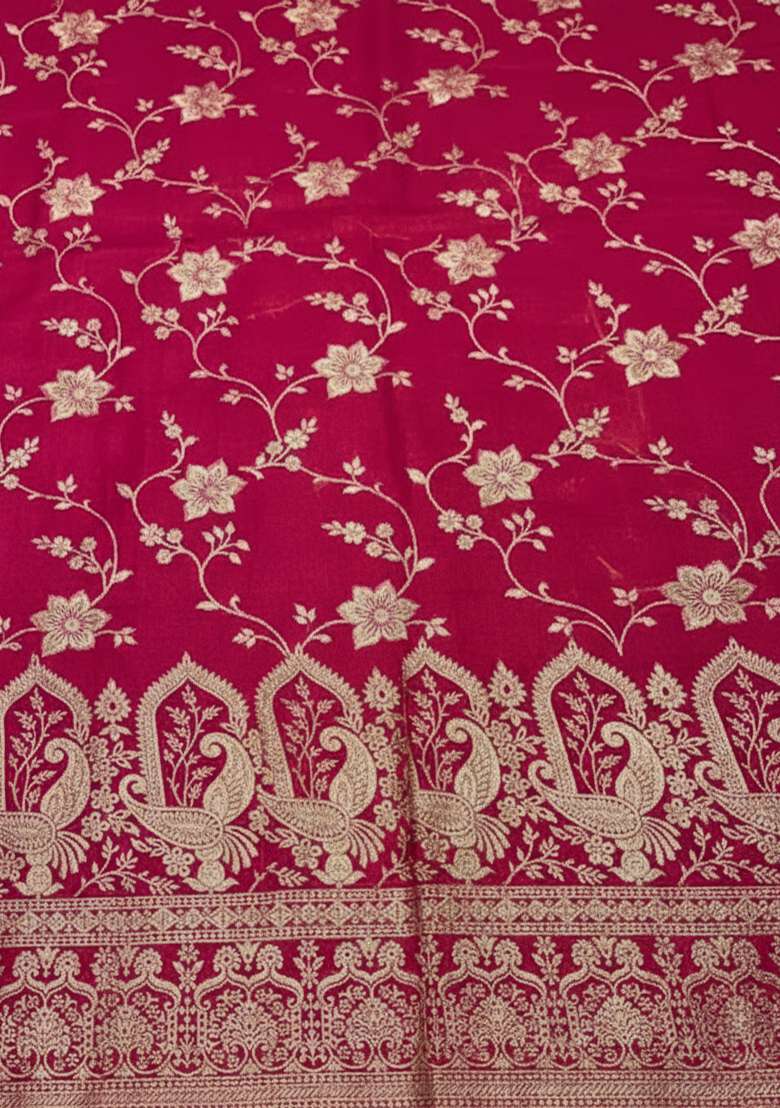 Rani Pink Zari Tissue Lehenga Set - Indya