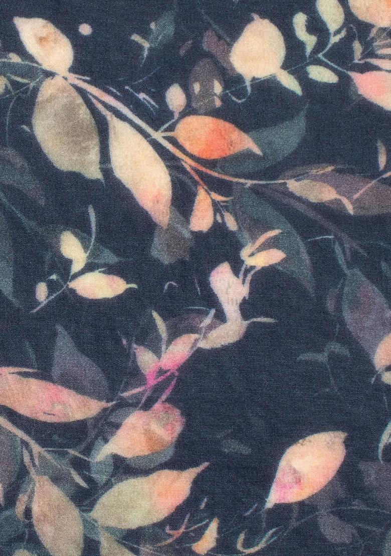 Navy Blue Floral Print Georgette Lehenga Set - Indya