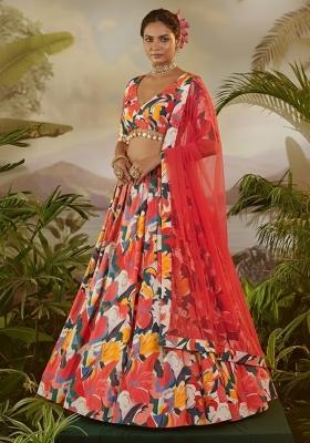 Multicolor Floral Print  Lehenga Set