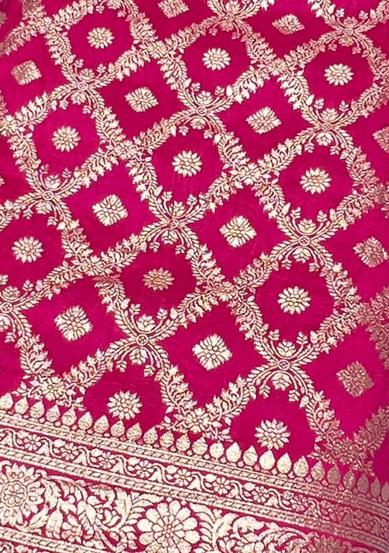 Pink Silk Blend Lehenga Set - Indya